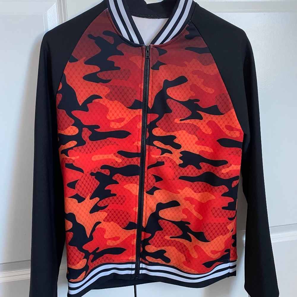 Just For Kix Blaze Bomber Jacket Adult XS Orange & Red Hip Hop Jacket